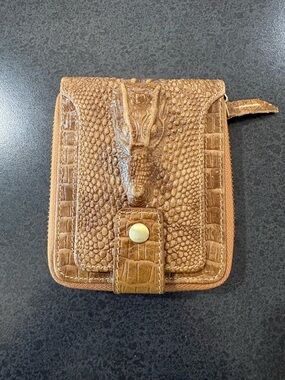 Source Unknown Brown Embossed Alligator Leather Wallet